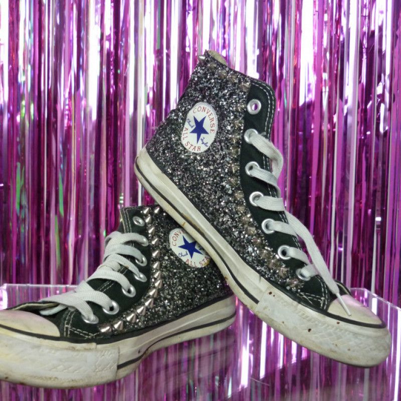 Studded and glittered sneakers