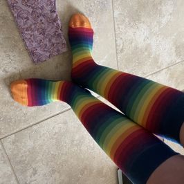 Knee High Rainbow Socks Used