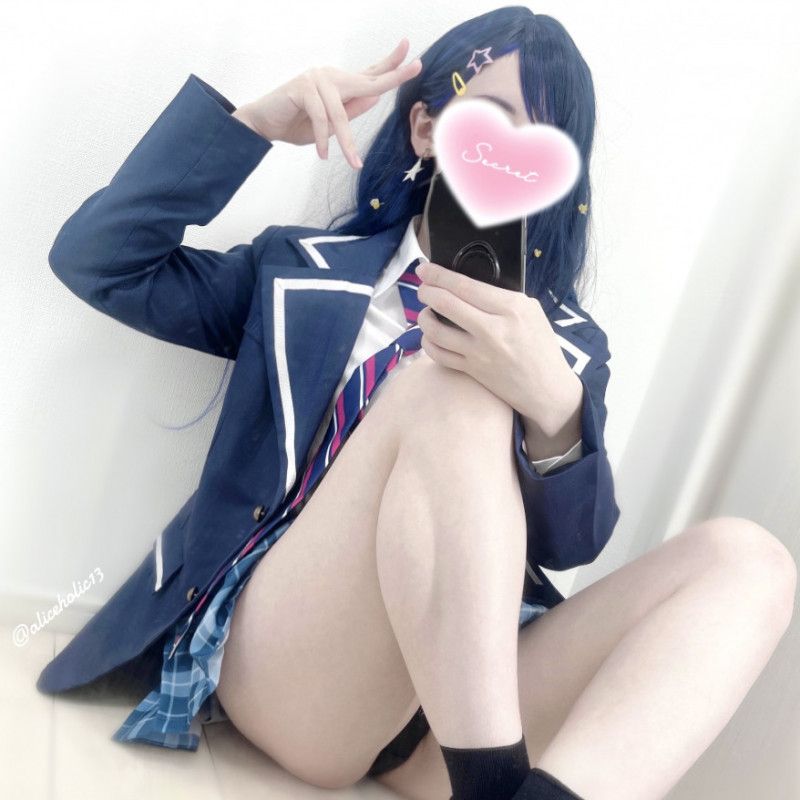 Japanese Game school girl uniform Cosplay Upskirt photo set