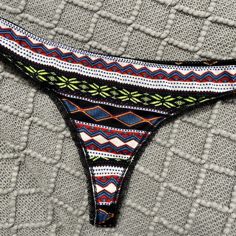 Multicolored Fair Isle Pattern Thong