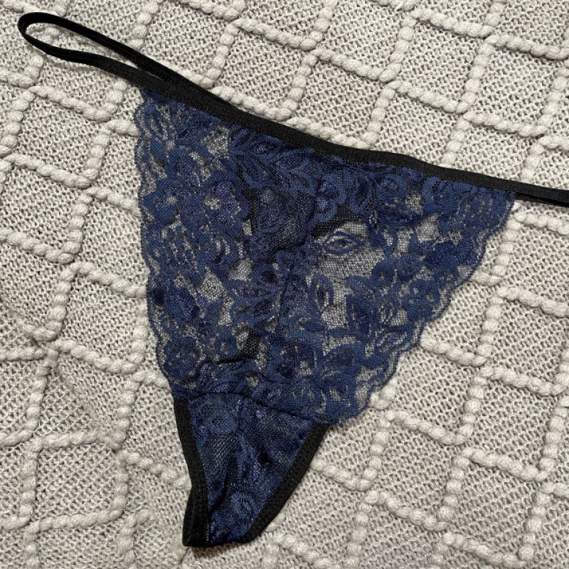 Navy and Black Lace TBack Thong