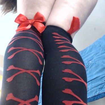 black and red bow stockings