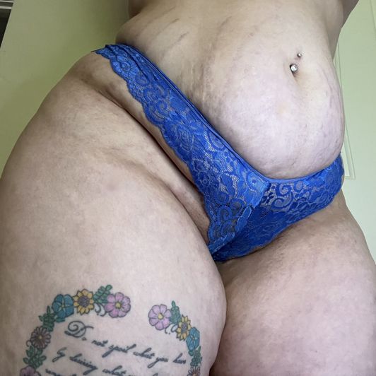 Blue lace thong