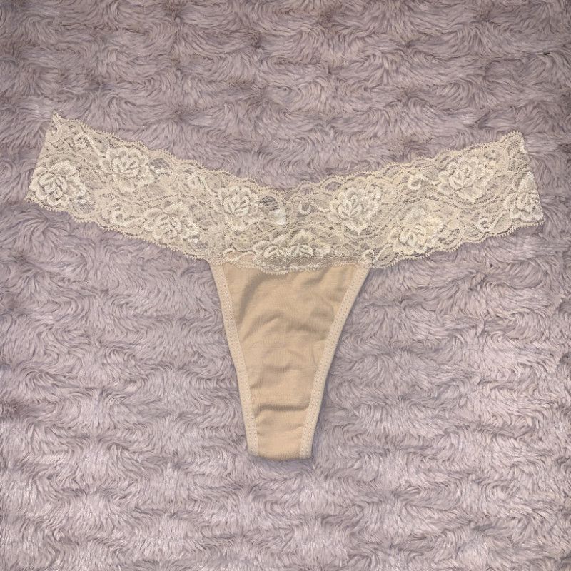 Beige Lace Thong