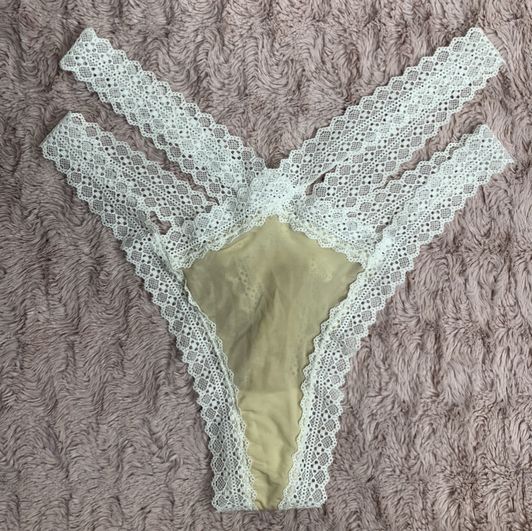 Strappy Beige Lace Thong