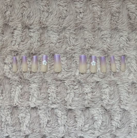 Worn Purple Fake Nails