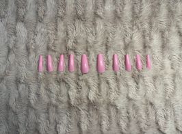 Worn Pink Fake Nails