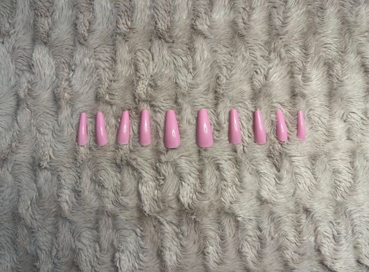 Worn Pink Fake Nails