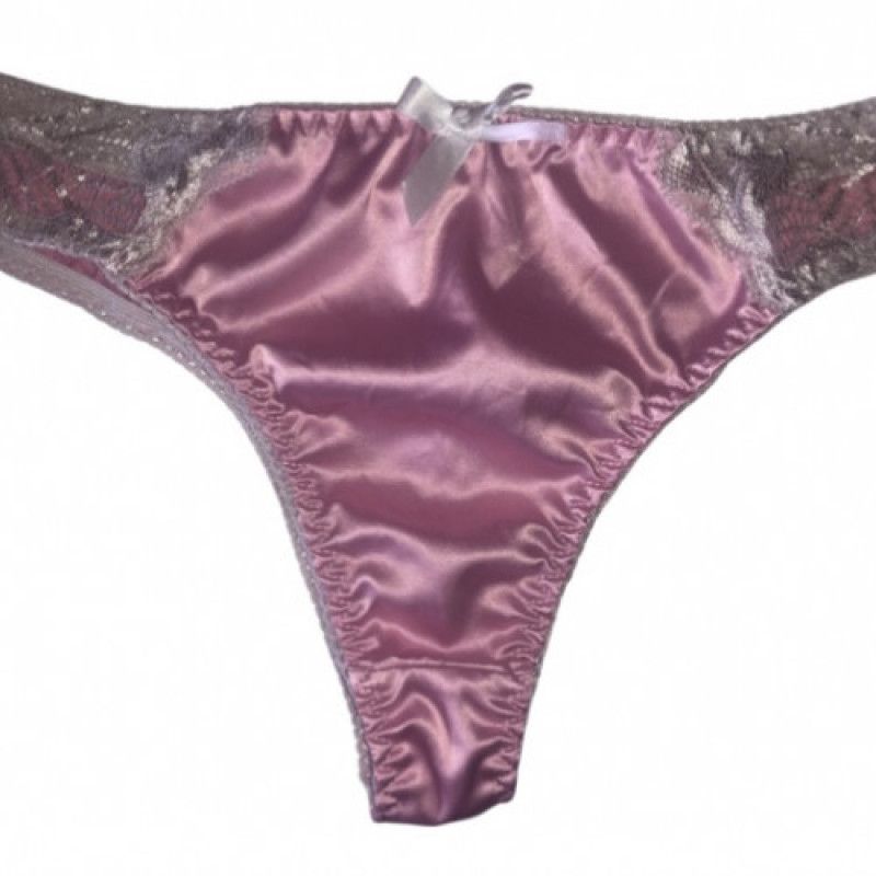 Pink silk like thong