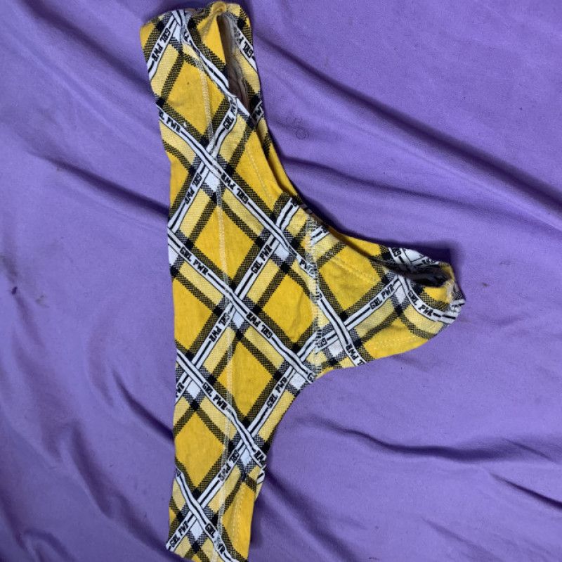 Yellow plaid thong panty