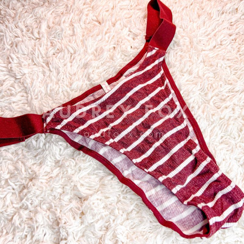 Striped Maroon Thong Panties