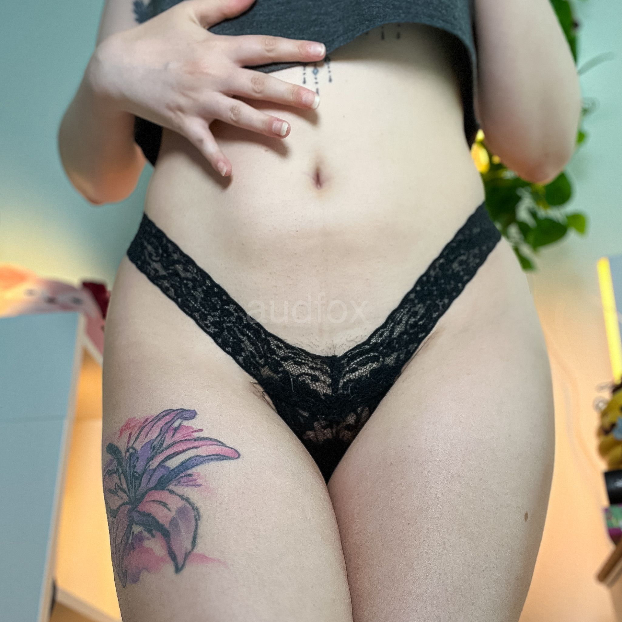 Black Lace Thong Panties