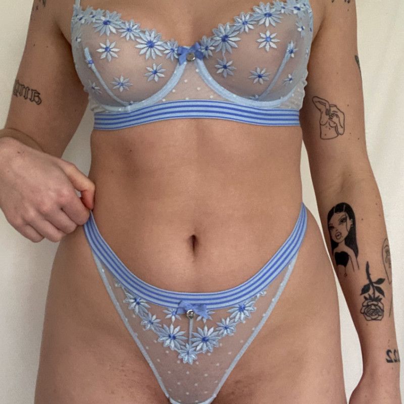 Blue Mesh Underwear Set