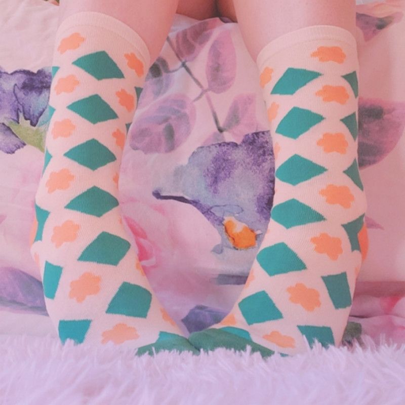 green and orange socks