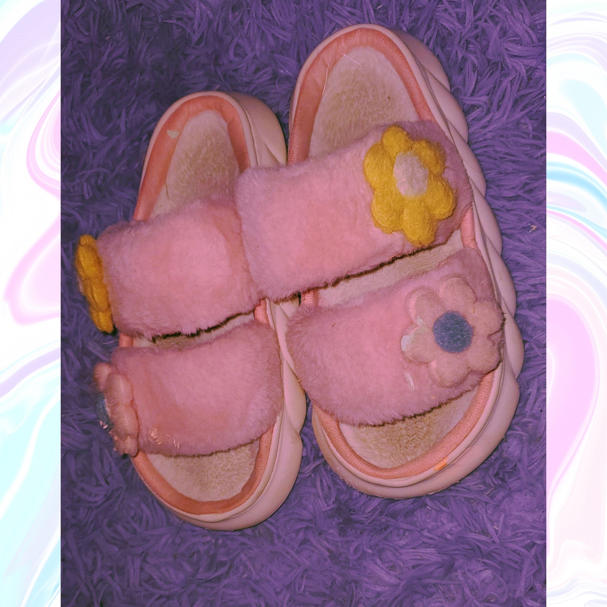 worn pink slippers