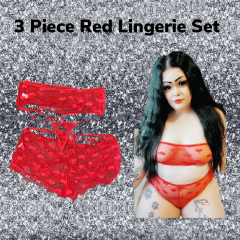 3 Piece Red Lingerie Set