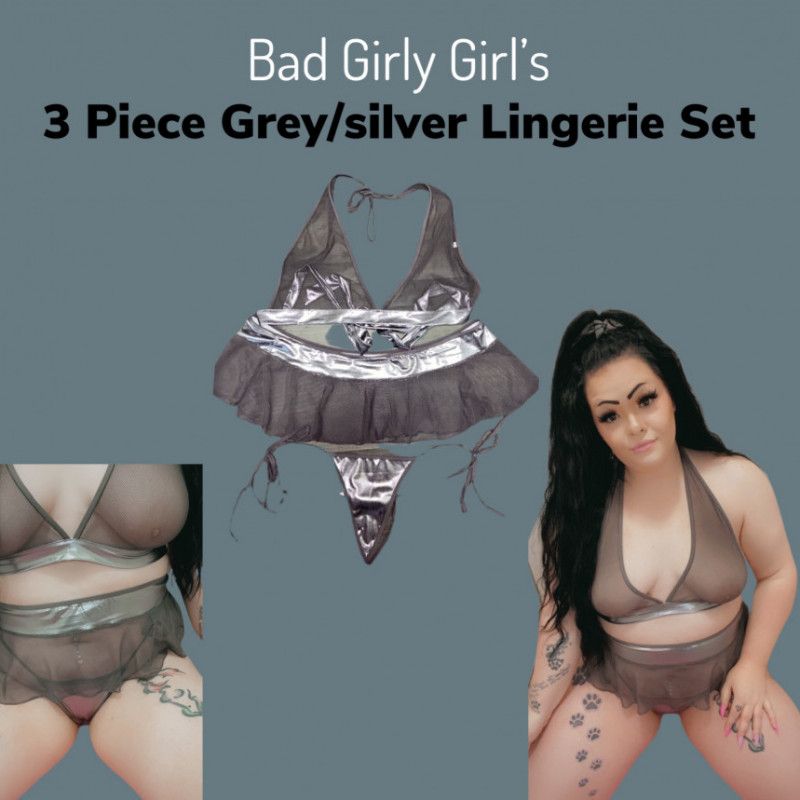 3 Piece Silver Lingerie Set