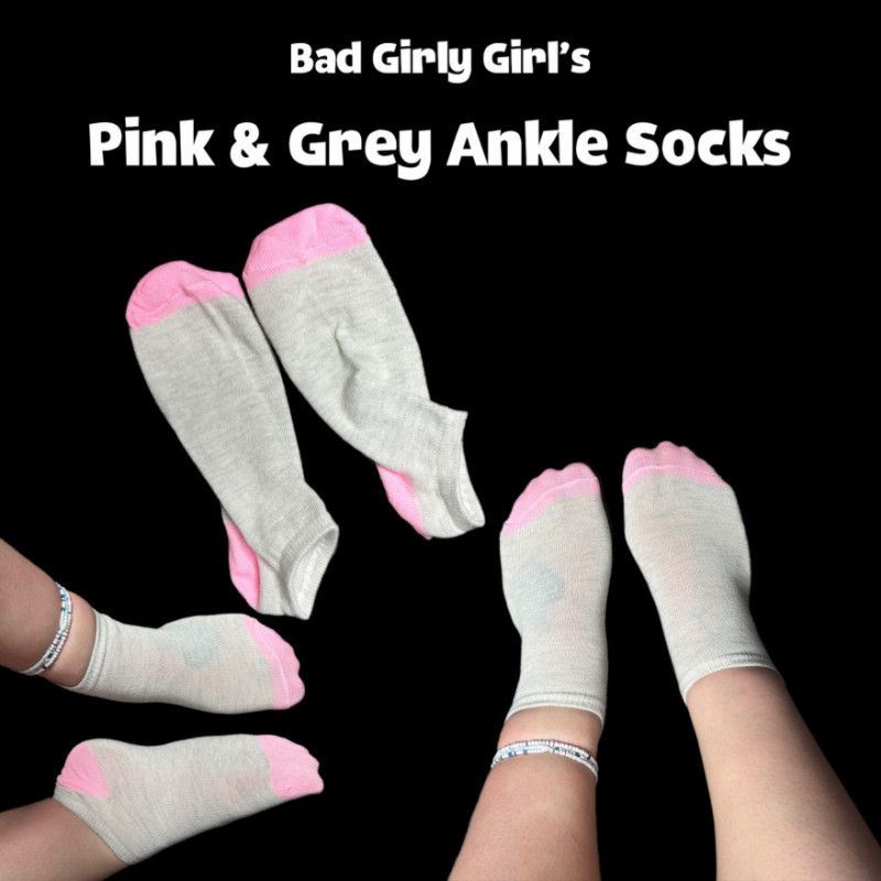 Pink and Grey Ankle Socks