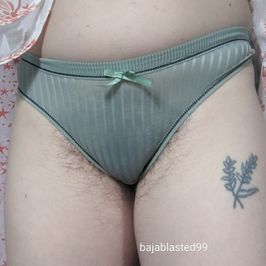 green ribbed thong