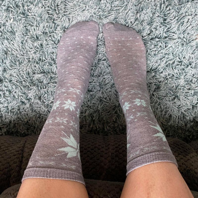 Gray Snowflake Crew Socks