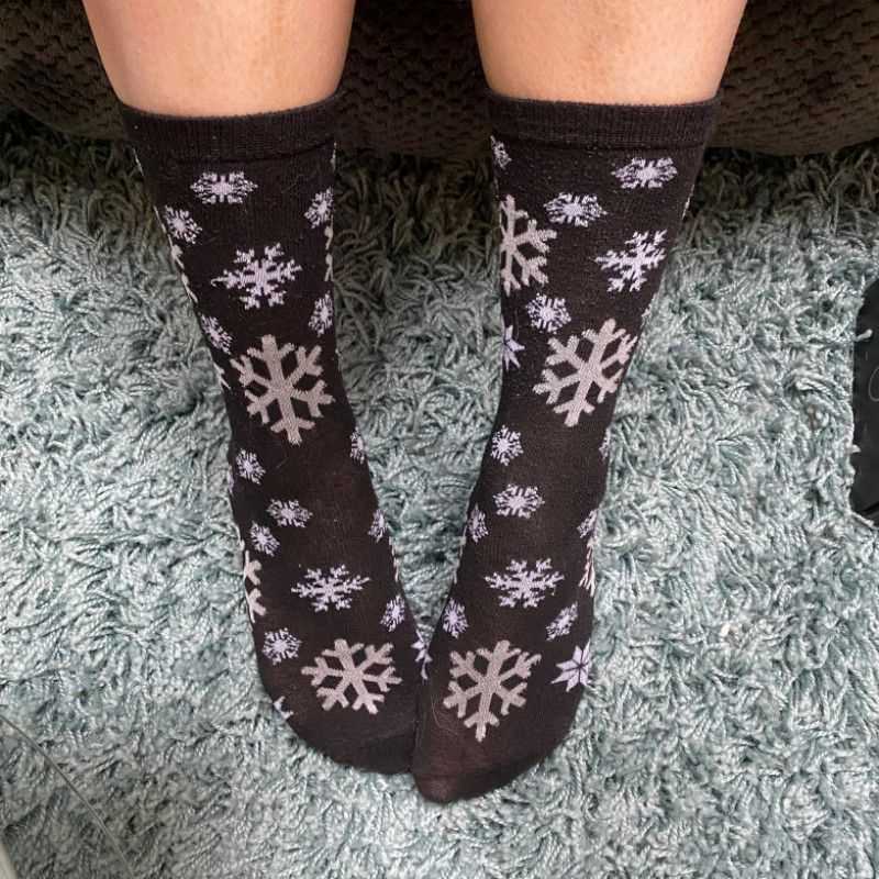 Black Snowflakes Crew Socks