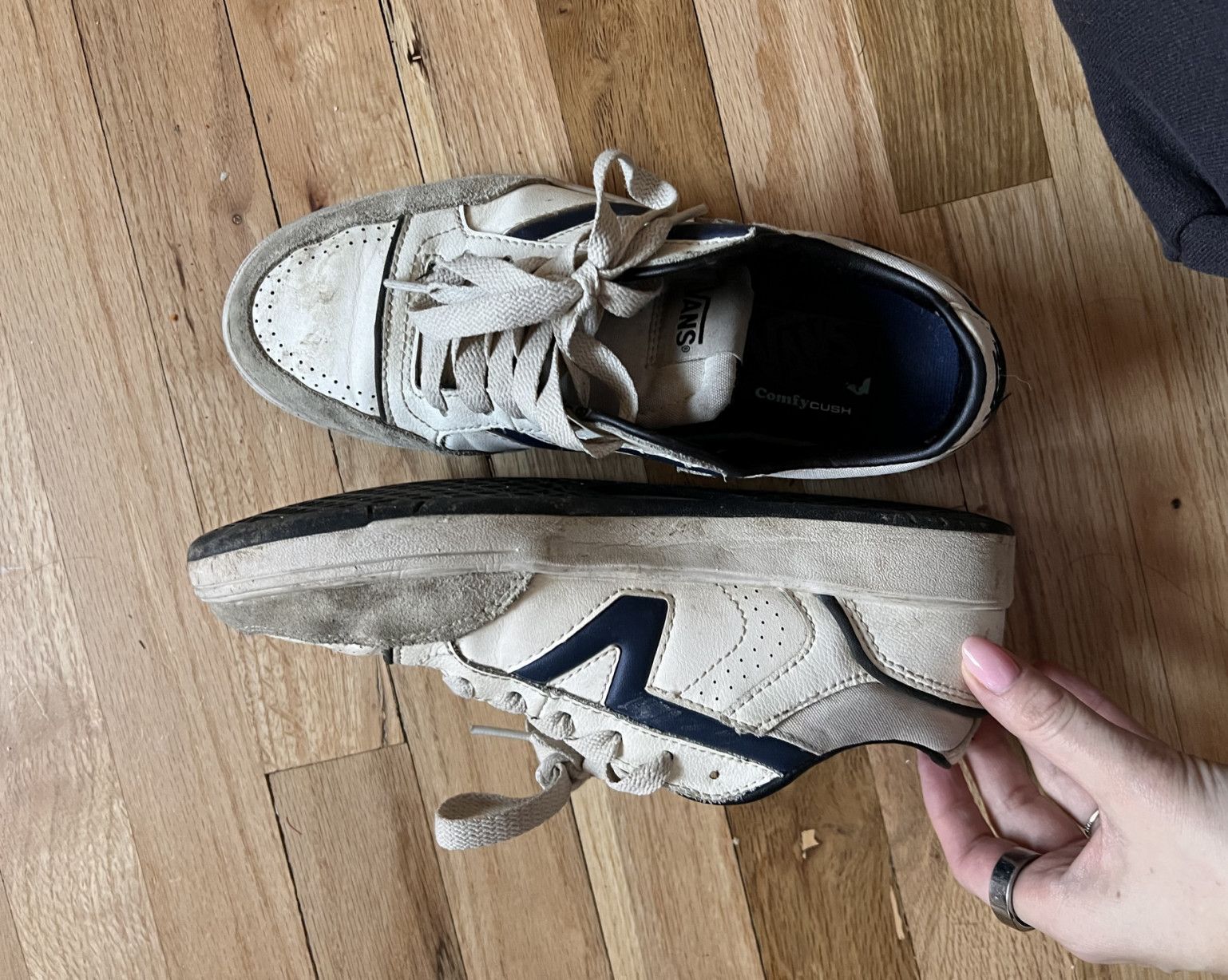 Heavily worn vans gym shoes