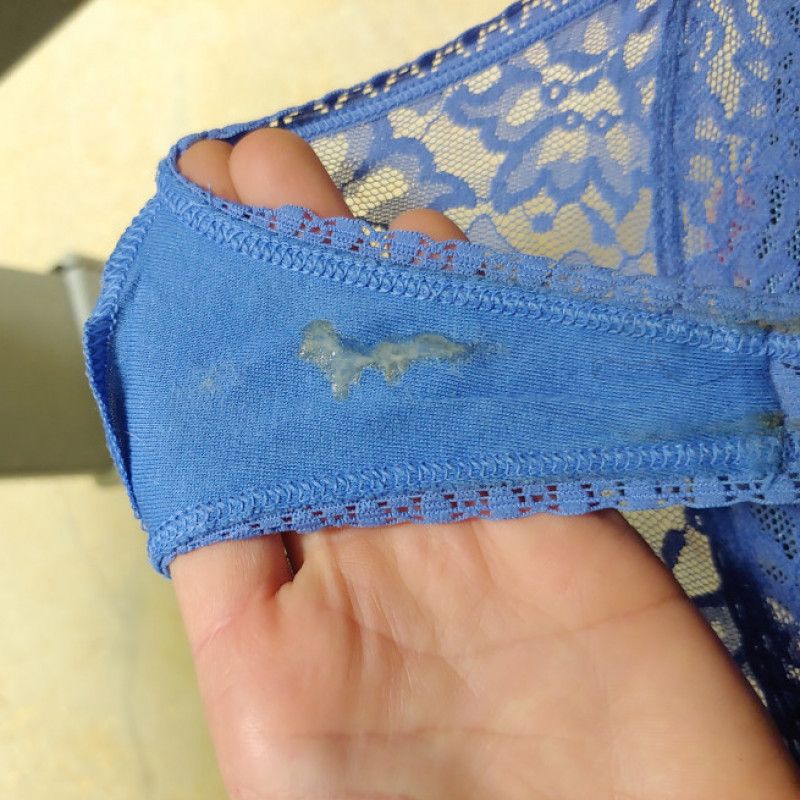 Worn lace thong