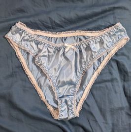 Worn Blue Satin Panties