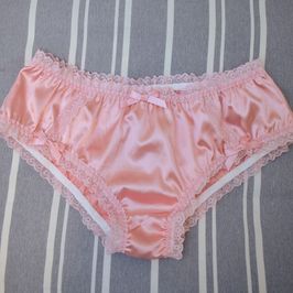 Worn Pink Lacy Satin Panties