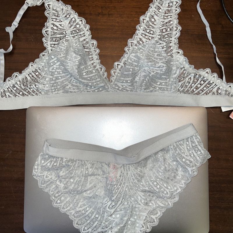 Grey Lace Bra and Panty Set