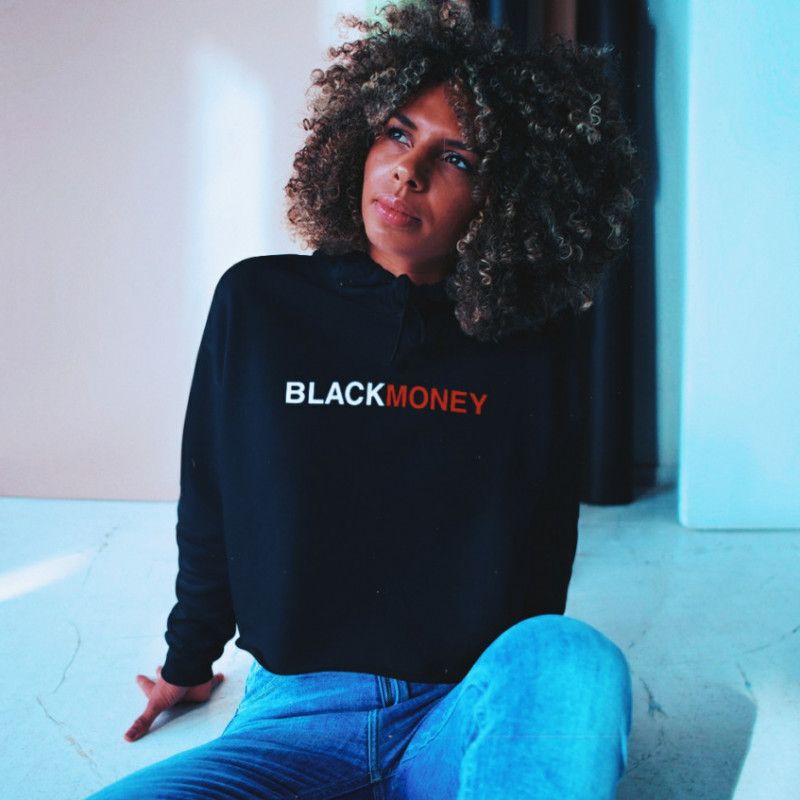 Black Money Womens Cropped Hoodie