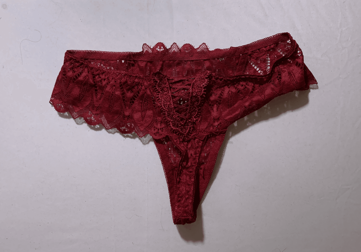 Worn Thong Red Strappy Lingerie Panties