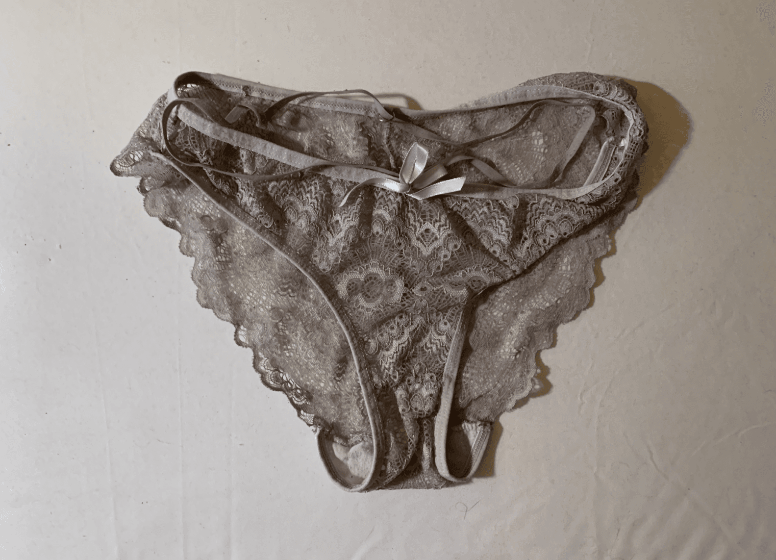 Worn Grey Hipster Lingerie Panties