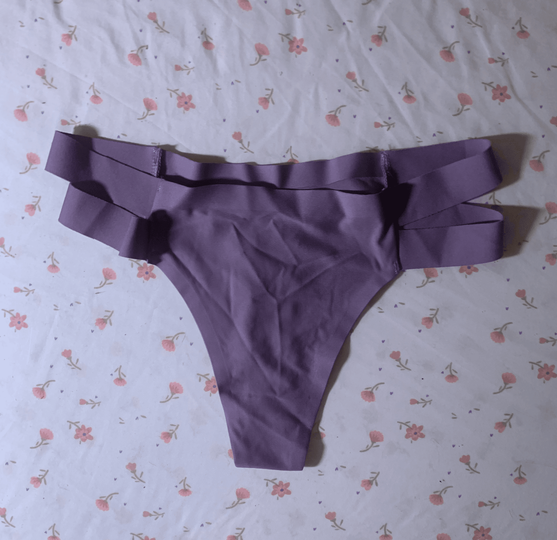 Worn Purple strappy thong