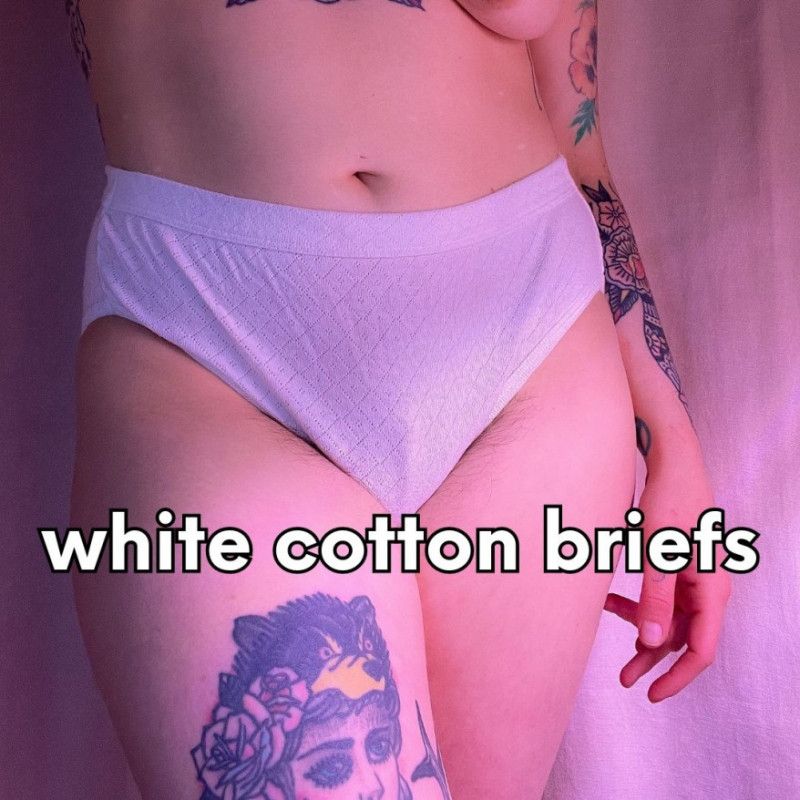 worn white cotton briefs