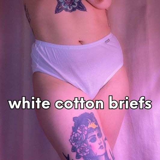 worn white cotton briefs