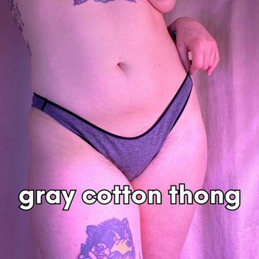worn gray cotton thong