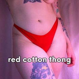 worn red cotton thong