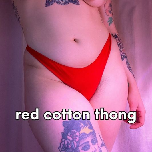 worn red cotton thong