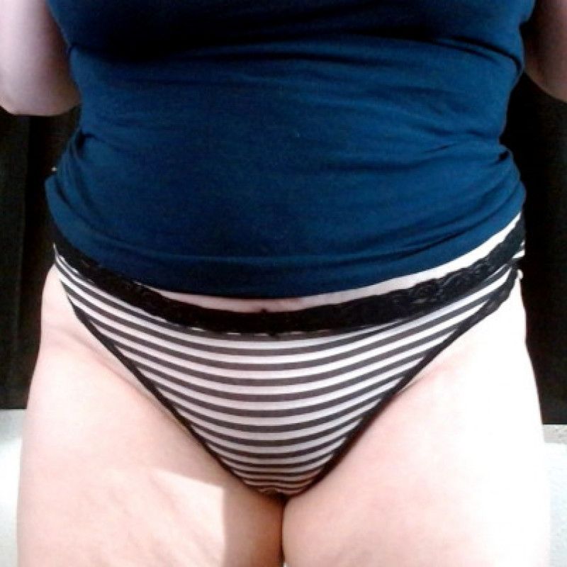 Black Striped Thong