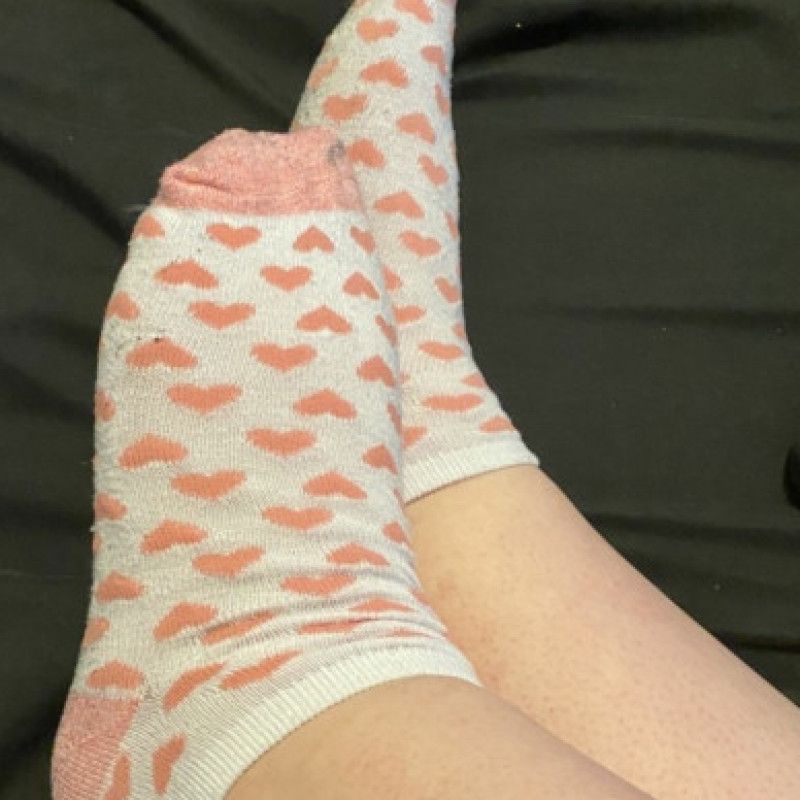 Well Worn Pink Heart Ankle Socks