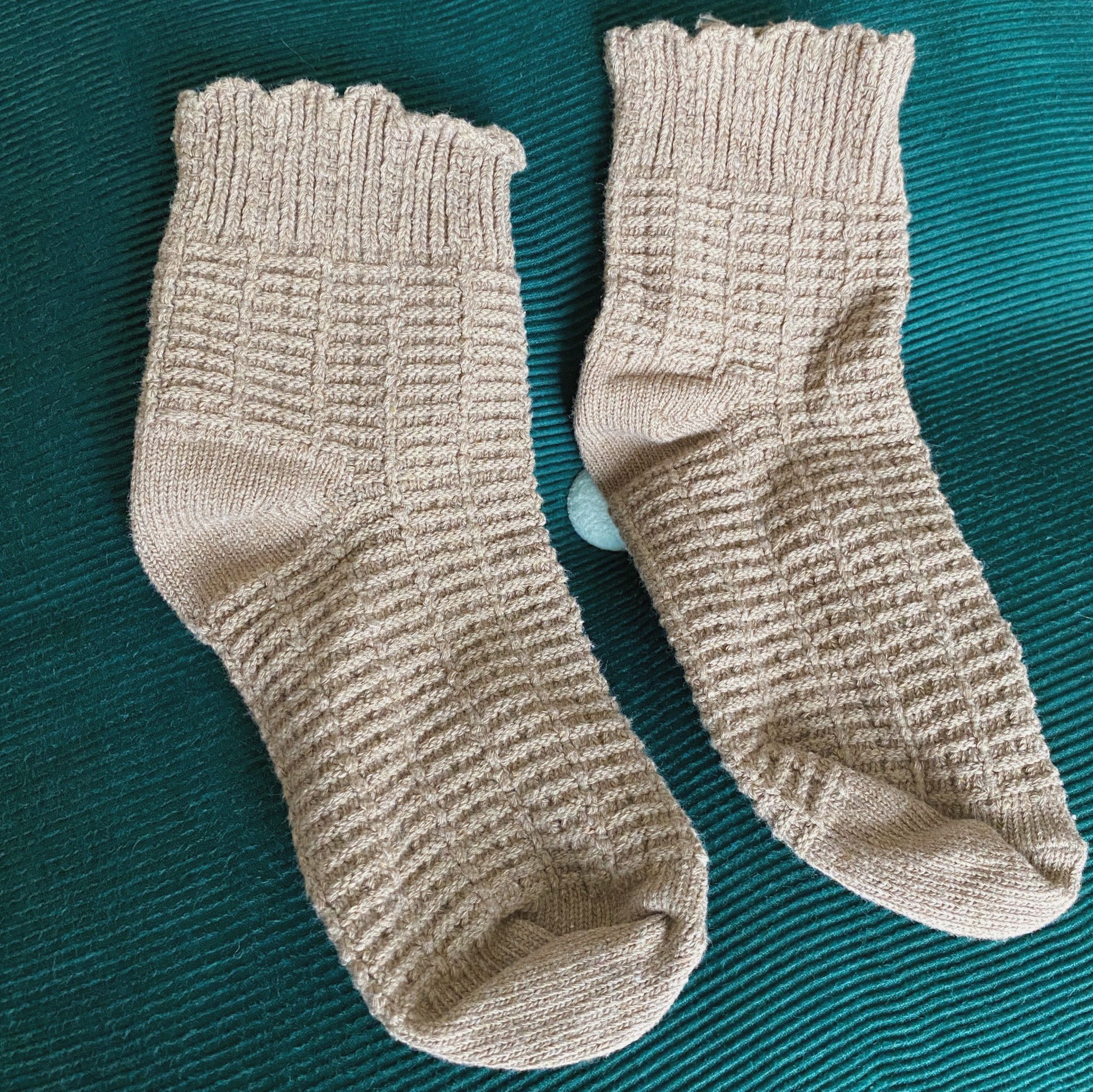 Worn Tan Waffle Socks