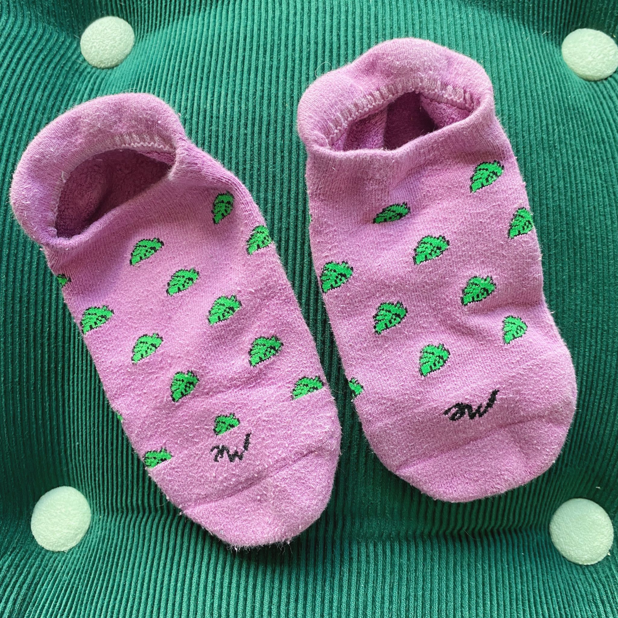 Worn Purple Monstera Socks