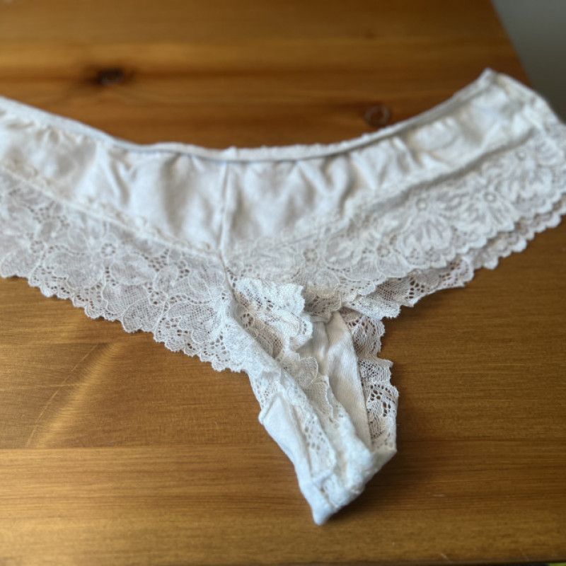 White Cotton Lace Trim Cheeky Panties