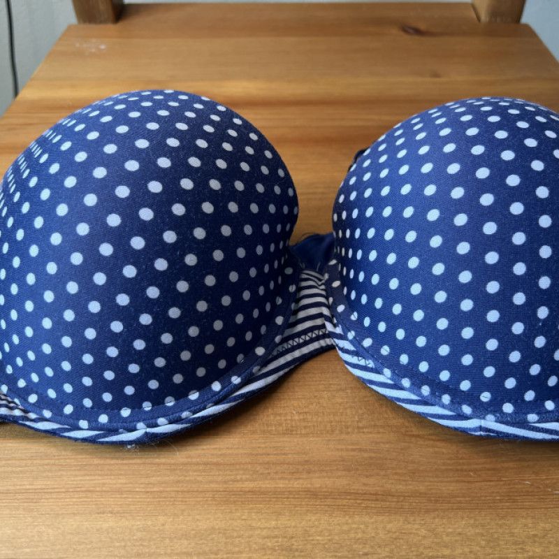 La Vie en Rose white and blue polkadot Bra