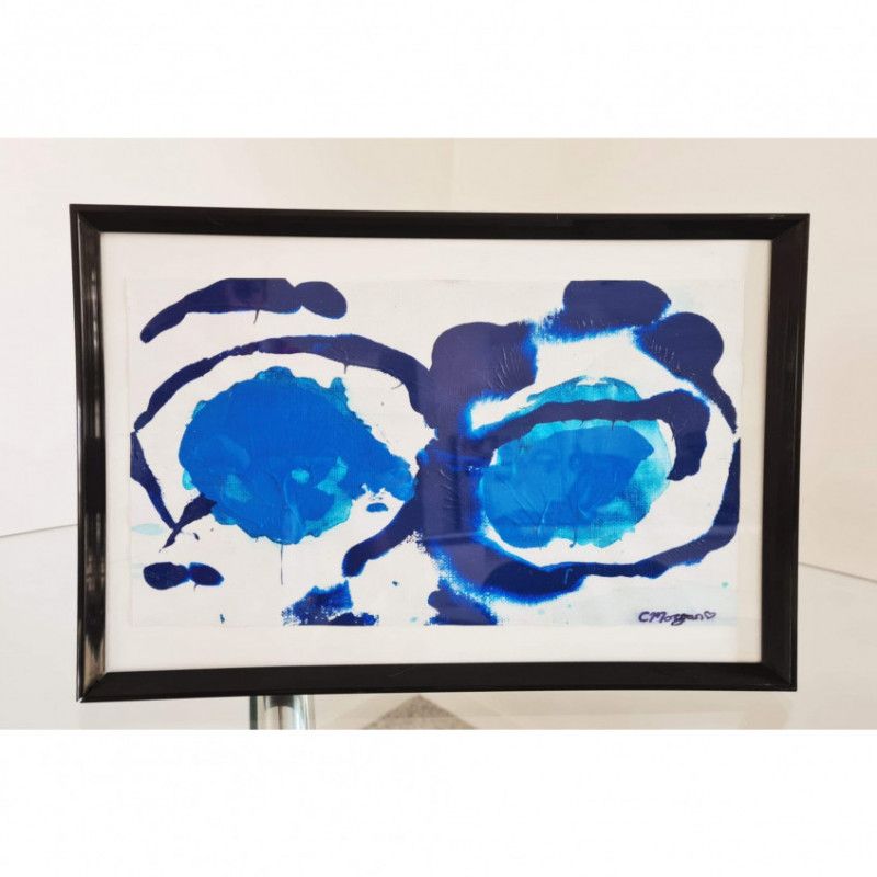 Blue Breast Print Orig Framed Painting