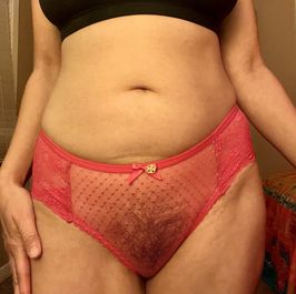 Full back hot pink lace bikini panty with bling detail