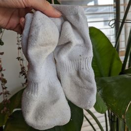 Worn white ankle socks