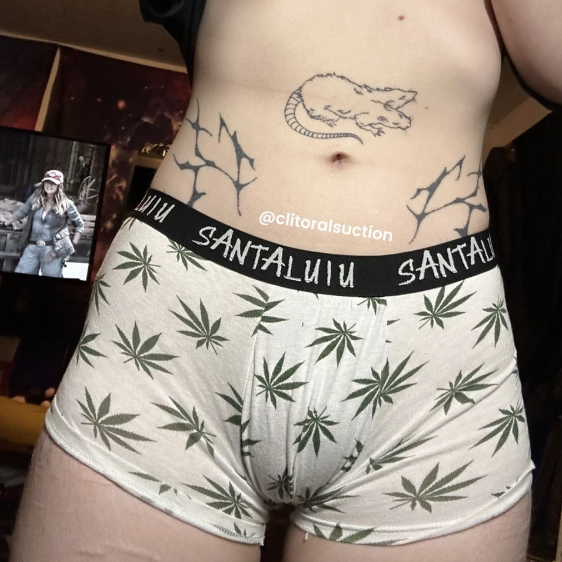 Used Skin Tight Weed Print Panties