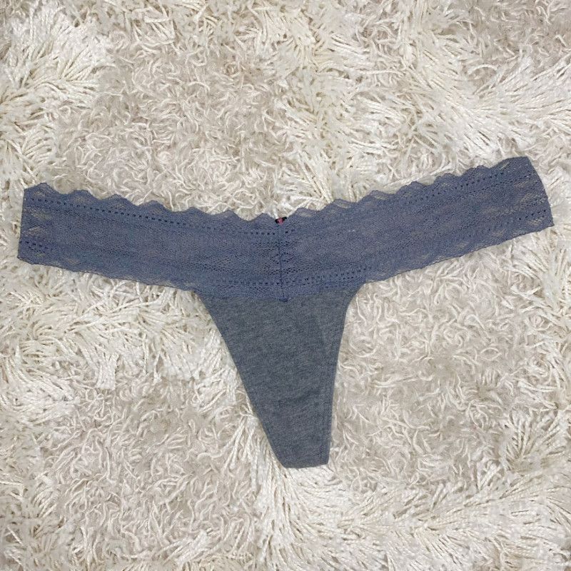 Dark Heather Grey Lacy VS Pink Thong